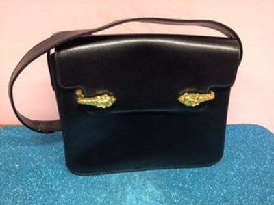 Borsa Cuoio Nero Vintage Con L